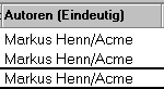 Funktion 'Autor(en) (Eindeutiger Name)' für Spalten