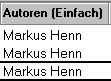 Funktion 'Autor(en) (Einfacher Name)' für Spalten